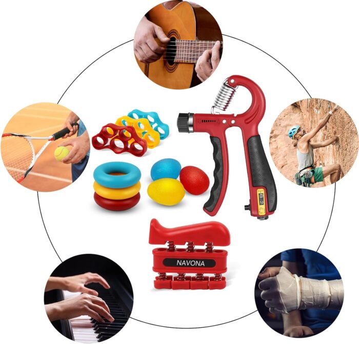 13 PCS Grip Strength Trainer Kit, Hand Gripper Strengthener, Forearm Strengthener, Finger Strengthener, Finger Exerciser, Stress Relief Ball, Forearm Workout Ring for Muscle Building and Injury Recover - Image 8