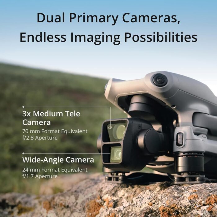 DJI Air 3 (DJI RC-N2), Drone with Medium Tele & Wide-Angle Dual Primary Cameras, 46-Min Max Flight Time, Omnidirectional Obstacle Sensing, 48MP Photos, 4K/60fps HDR, Compliance with FAA Remote ID - Image 2