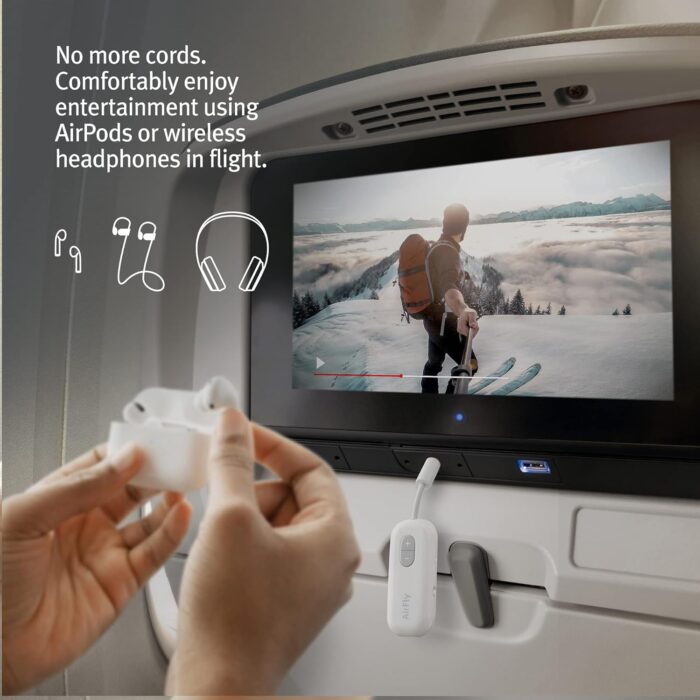 Twelve South AirFly SE | Bluetooth Wireless Audio Transmitter Adapter for AirPods/Headphones, 20+ Hr Battery, Works with 3.5mm aux Jacks on Airplanes, TVs, Gym Equipment, and Travel - Image 4
