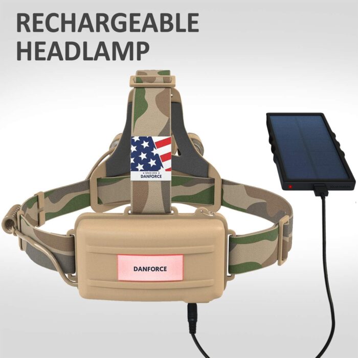 DanForce Camouflaged Headlamp Ultra Bright USB Rechargeable Head lamp. Tactical Head Flashlight Designed Especially for Hunting & Fishing. LED Headlamps CREE 1080 Lumens Headlight with Red Light - Image 6