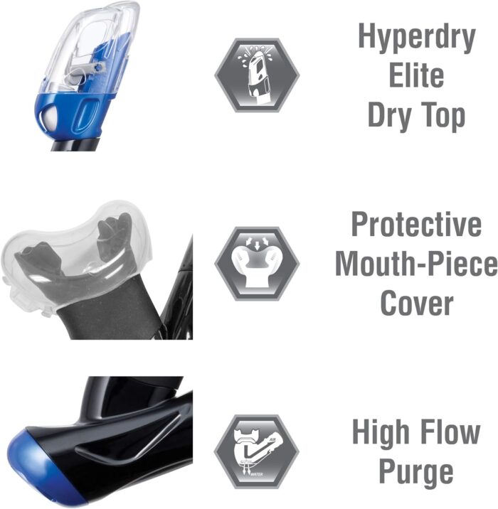 TUSA Sport Adult Black Series Visio Tri-Ex Mask, Dry Snorkel, and Fins Travel Set, - Image 3