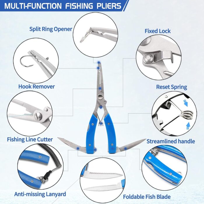 XBLACK Fishing Tool Kit Fishing Pliers Fish Gripper Fishing Scale Fish Grip Tools Set Saltwater Resistant Fishing Gear - Image 3