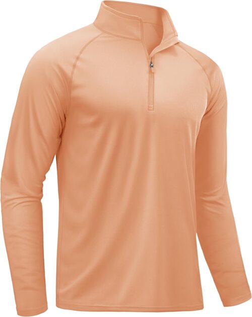 TACVASEN Men's Long Sleeve Athletic Shirts 1/4 Pullover Zip Sun Protection Rash Guard UPF 50+ Outdoor Running T-Shirts