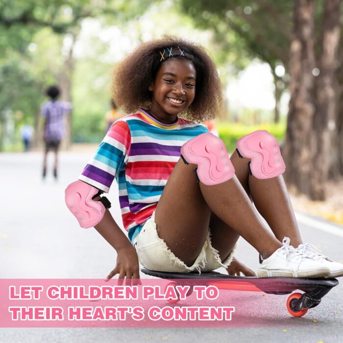 Kids Safety Protective Gear Set for Ages 3-12 Years, Adjustable Knee Pads, Elbow Pads, Wrist Guards for Boys Girls Youth Skateboard, Roller Skating, Scooter, Cycling - Image 7