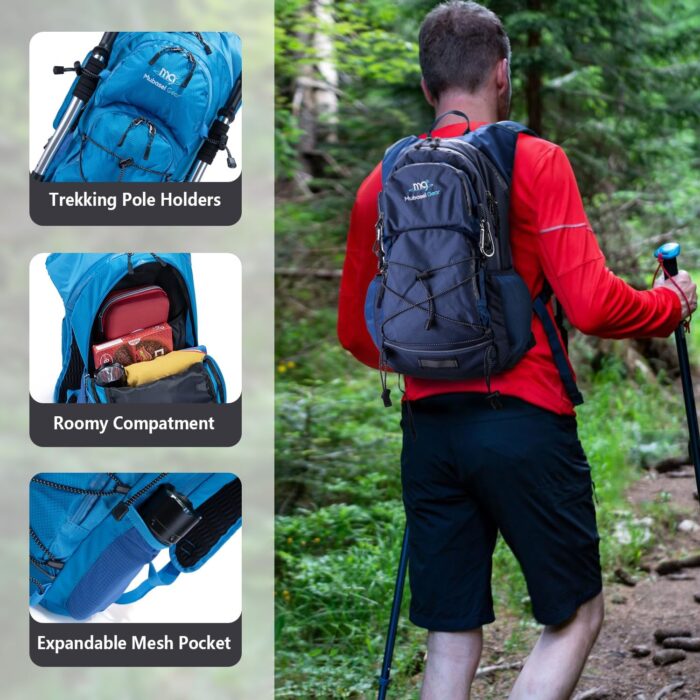 Insulated Hydration Backpack Pack with 2L Water Bladder Lightweight 22L Hiking Backpack Bag for Women Men Daypack for Hiking Running Festival Camping Biking - Image 3