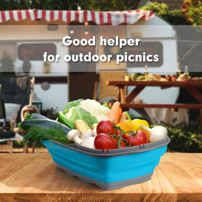 HI NINGER camping cutting board, Collapsible Chopping Board with Colander, 9-In-1 Multi Chopping Board Kitchen Vegetable Washing Basket for Camping,Camping Gifts Camping Accessories for RV Campers - Image 7