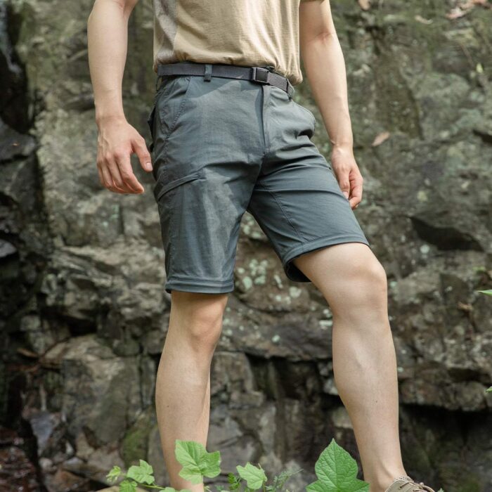 FREE SOLDIER Men's Outdoor Convertible Hiking Pants with Belt Lightweight Quick Dry Tactical Cargo Pants Nylon Spandex - Image 7