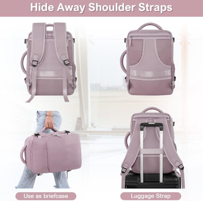 Travel laptop Backpack for Women, Personal Item Size Flight Approved, 16 Inch Laptop Bag with Multi-Pockets, College Computer Bag, Waterproof Carry On Backpack Casual Daypack Backpack - Image 4