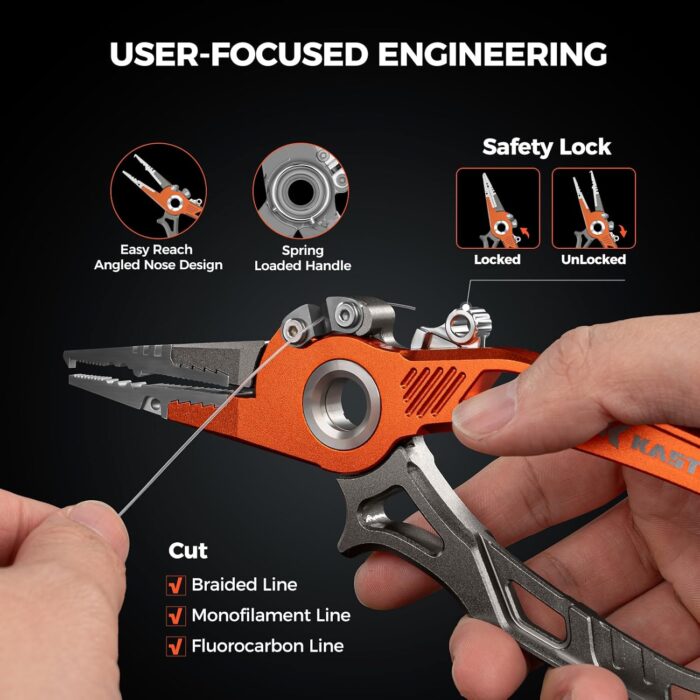 KastKing AlumaStream 7.5" Aluminum Fishing Pliers, Crossover Pliers, Wacky & Neko Rig Pliers With O-Ring Storage, Fishing Gear, Fishing Gifts for Men, Corrosion-Resistant Saltwater & Freshwater Pliers - Image 6