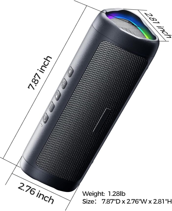 Bluetooth Speaker with HD Sound, Portable Wireless, IPX5 Waterproof, Up to 20H Playtime, TWS Pairing, BT5.3, for Home/Party/Outdoor/Beach, Electronic Gadgets, Birthday Gift (Black) - Image 9
