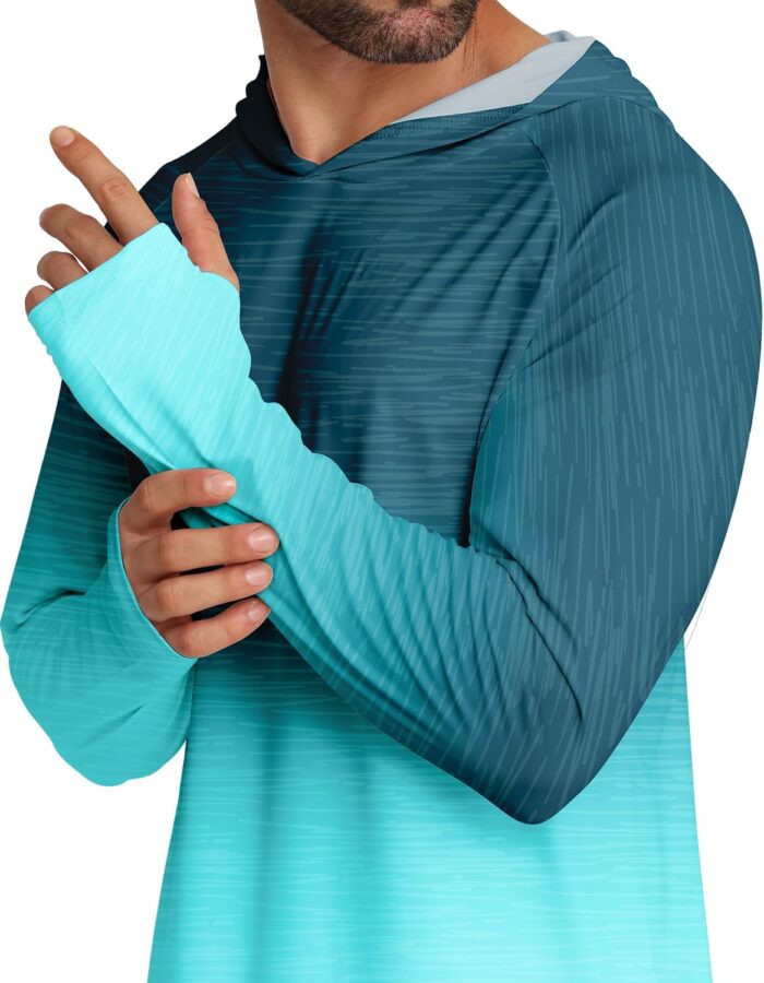 APTRO Men's UPF 50+ Sun Protection Long Sleeve Hoodie Shirts UV Outdoor Fishing Shirts SPF Rash Guard Shirts for Men - Image 2