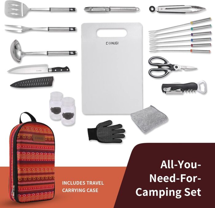 Camping Cookware Storage Bag - Camping Cooking Utensils Set Bag Camping Tool Portable Storage Bag Suitable for Knife, Fork, Spoon, Chopping Board, Chef's Knife,Kitchenware Storage - Image 7