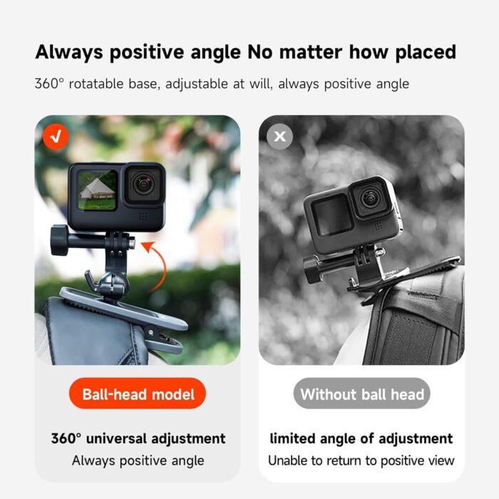 TELESIN Magnetic Mount, 360° Rotating Backpack Clip with Phone Holder for Go Pro iPhone Accessories for Hero 13 12 11 10 Akaso Insta360 X5 X4 X3 Ace Pro 2 DJI Action 5 Pro 4 3 Pocket 3 Bike Motorcycle - Image 4