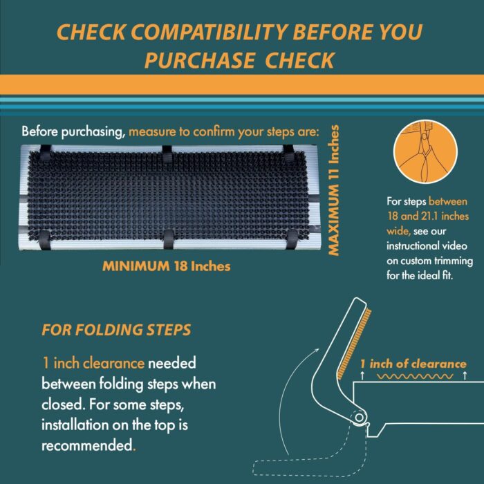 RV Step Covers - Trail Scrubber Boot Brush Cleaner for Camper Steps | Universal Fit Trailer & Semi Truck Accessories | Heavy Duty Stair Carpet Treads Alternative | RV Essentials - Image 5