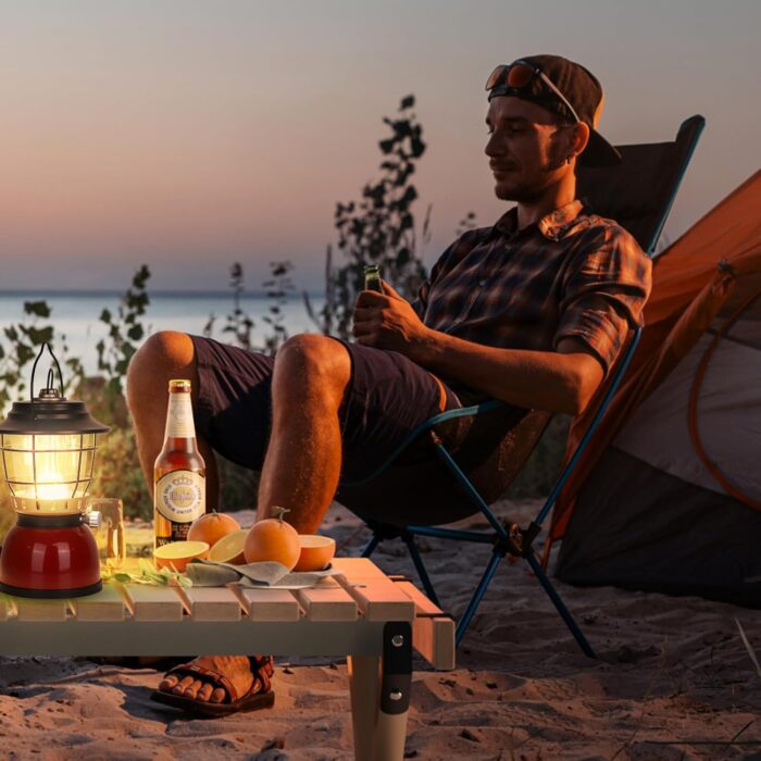 LED Camping Lantern Rechargeable Stepless Dimming Vintage Rechargeable Vintage Lantern, 4000mAh Power Bank, IPX5 Waterproof Portable Hanging Lamp for Camping Hiking Emergency and Power Outage - Image 7