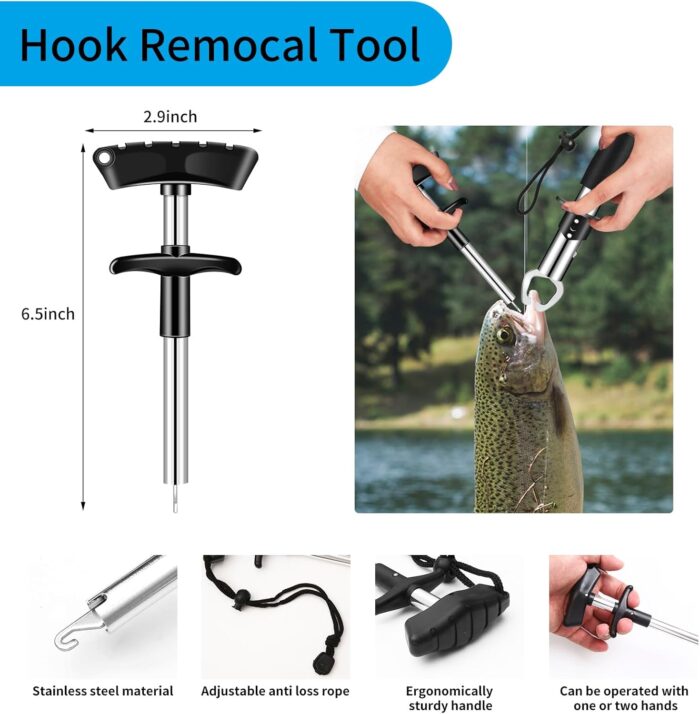 Fishing Tool Kit - 112pcs Fishing Gear & Equipment, Fish Pliers, Hook Remover, Scale, Scissors, Lip Gripper, Lures - Image 6