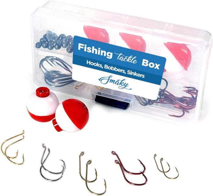 Smaky Fishing Tackle Kit Beginners Equipment 80 Pcs-Includes Fishing Hooks Bobbers Circle Octopus Hooks Sinkers| Starter Kit for Artificial and Live Baits (80-Pcs) - Image 6