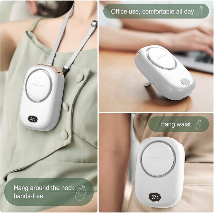 Portable Neck Fan, Mini Small Personal Handheld Fan USB Rechargeable 3 Speed for Girls Boys Woman Eyelash Travel Home Office Outdoor (White) - Image 4