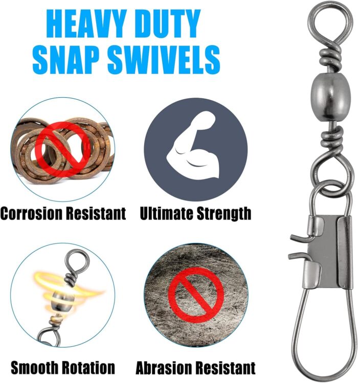 Dr.Fish 50 Pack Fishing Snap Swivels, Barrel Swivels Fishing Tackles, Stainless Steel Safty Interlock Snaps Leader Line Lure Connector Fresh&Saltwater 26-132Lb - Image 8