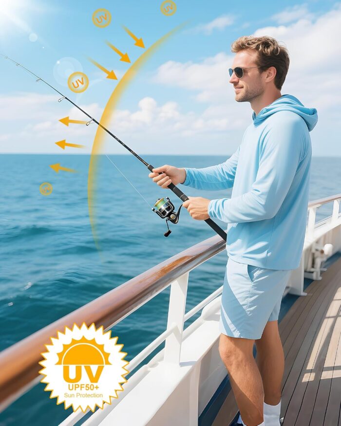 Runhit UPF 50+ Fishing Shirts for Men Long Sleeve Sun Protection Hoodie Lightweight Outdoor Workout Hiking Running Rash Guard - Image 4