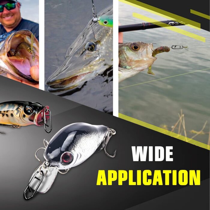 AMYSPORTS High Strength Fishing Snap Saltwater Stainless Connector Snaps Swivels Tackle Steel Power Fishing Clip Lure Quick Change Black Nickel - Image 6