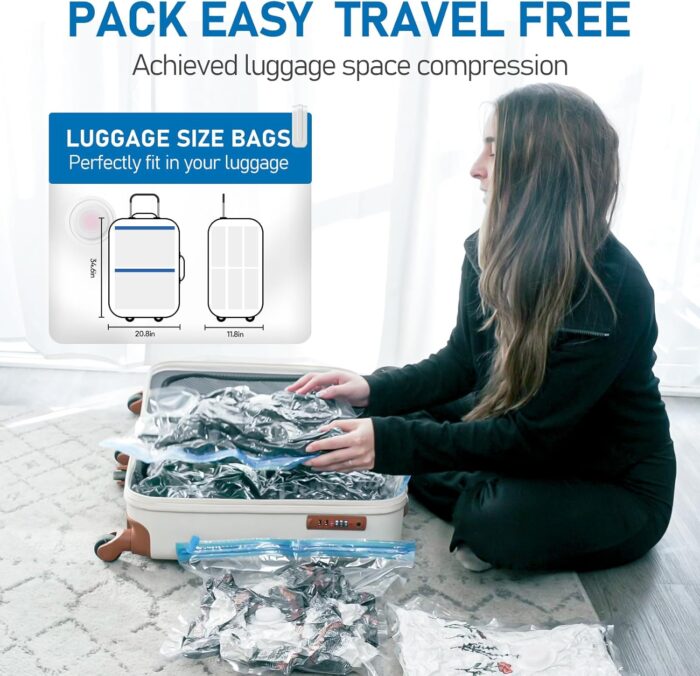 VMstr 15 Pack Travel Vacuum Storage Bags with USB Pump, Vacuum Packing Seal for Luggage and Suitcase, Space Saver for Clothes and Clothing Travel - Image 5