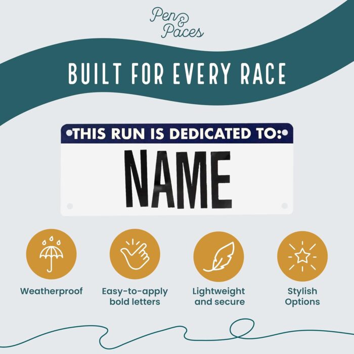 This Run is Dedicated to Name Bib Kit – Weatherproof, Tear-Resistant Race Bib with Alphabet Decals & Safety Pins – Running Accessory for 5Ks, Marathons, Triathlons, Cycling & Races - Image 3