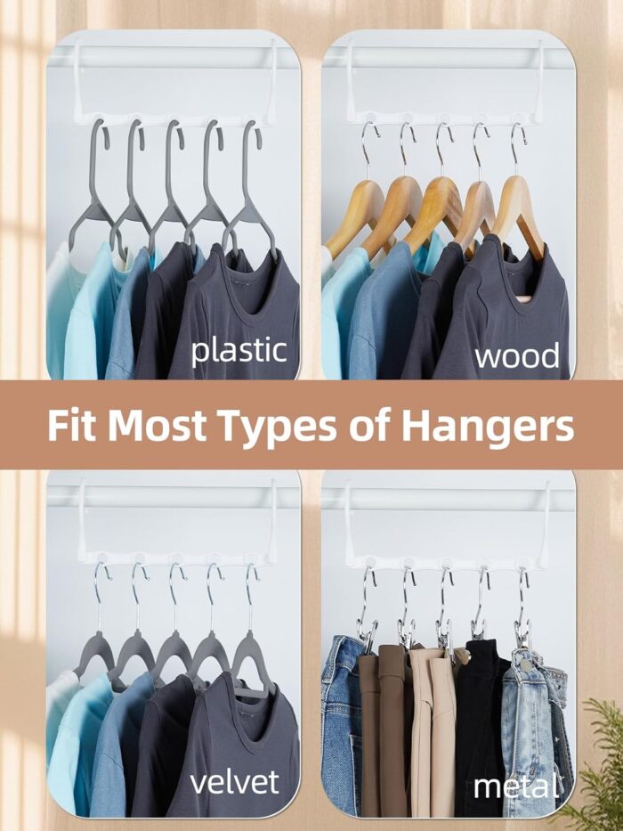 HOUSE DAY White Magic Plastic Hangers Space Saving Organizers and Storage Clothes Hanger Multi Hangers Sturdy Wardrobe Closet for Heavy Clothes, Dorm Room Bedroom Home RV Car Camper Essentials 20 Pack - Image 5