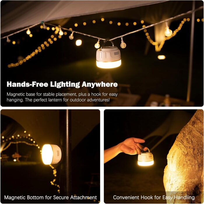 Rechargeable LED Camping Lantern 1000LM, 300H Runtime, 6400mAh, IPX5 Waterproof Tent Light for Camping, Hiking, Power Outages, Home, Emergency Use - Standard Edition,Orange - Image 7