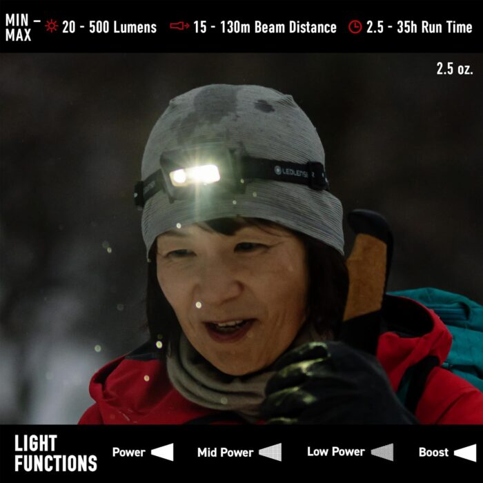 Ledlenser HF4R Core Hands Free, Rechargeable Headlamp, Water Resistant, 500 Lumens, Black - Image 4