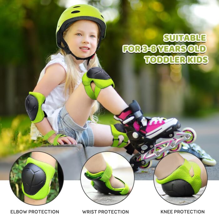 KUYOU Kids Knee Pads Elbow Pads Guards Protective Gear Set Safety Gear for Roller Skates Cycling BMX Bike Skateboard Inline Skatings Scooter Riding Sports. - Image 2