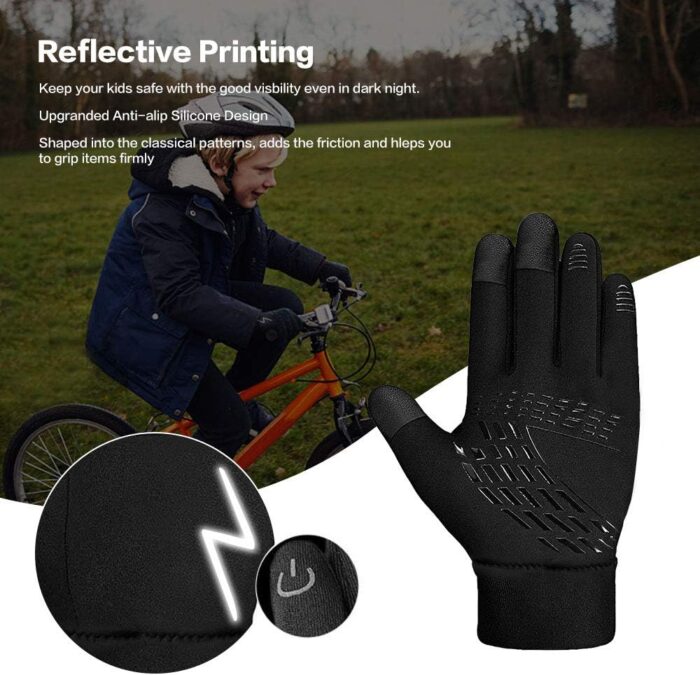 Kids Winter Gloves Back Water Repellent Touchscreen Warm Fleece Anti-slip for Boys Girls Teen 3-15 Years - Image 5