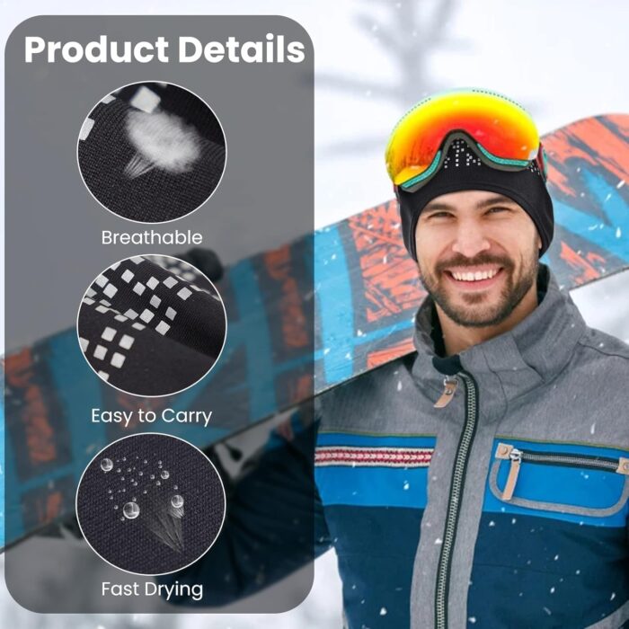 Ear Warmers for Women and Men-Fleece Winter Ear Warmer Headband Ear Muffs for Jogging Running Hiking Cycling Skiing (Black+Red) - Image 5