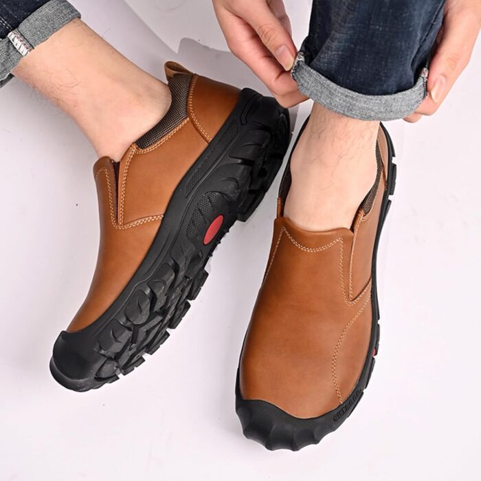 UPIShi Men's Waterproof Slip On Leather Hiking Outdoor Walking Casual Loafers Work Shoes - Image 8