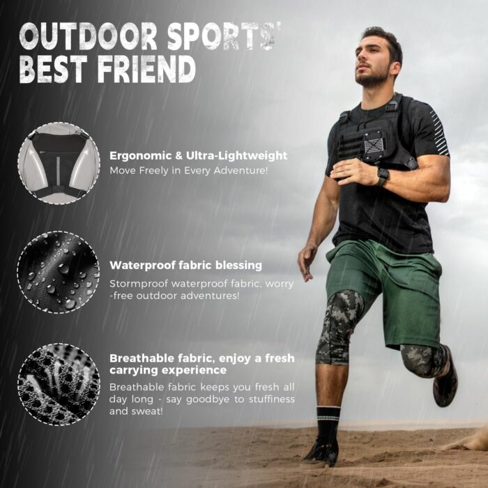 Outdoor Sports Chest Bag for Men, Chest Vest Holster Fits Most Pistols, EDC Travel Chest Pack for Running, Hiking - Image 4