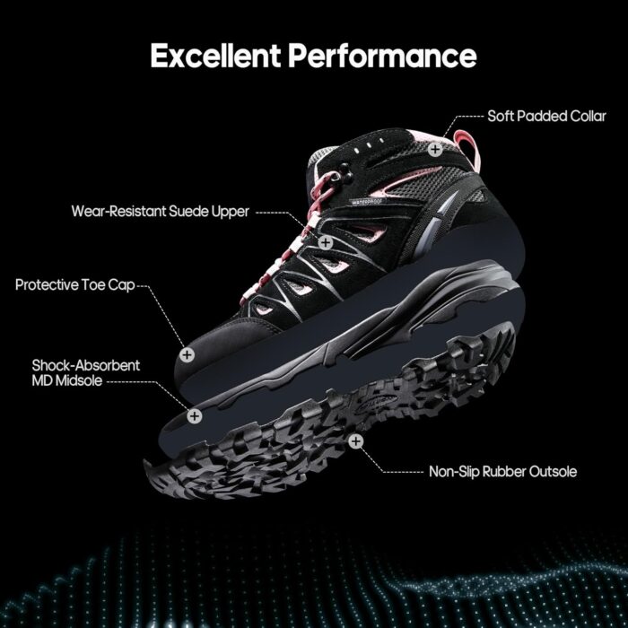NORTIV 8 Women's Waterproof Hiking Boots Outdoor Trekking Camping Trail Hiking Boot - Image 4