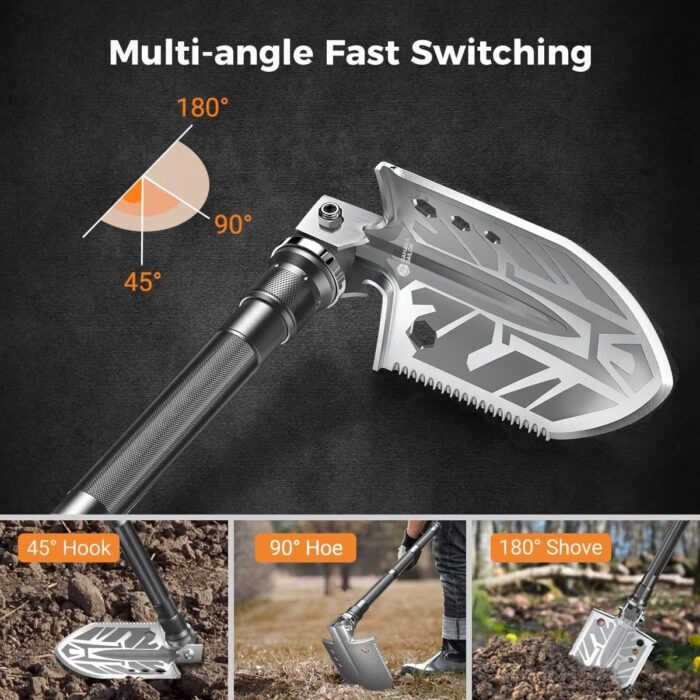 Sahara Sailor Unbreakable Tactical Shovel-180 Degree Folding Shovel-Camping Shovels - 23 in 1 Survival Gear and Equipment Multifunctional Camping Gear Survival Tools for Caping Hiking - Image 6