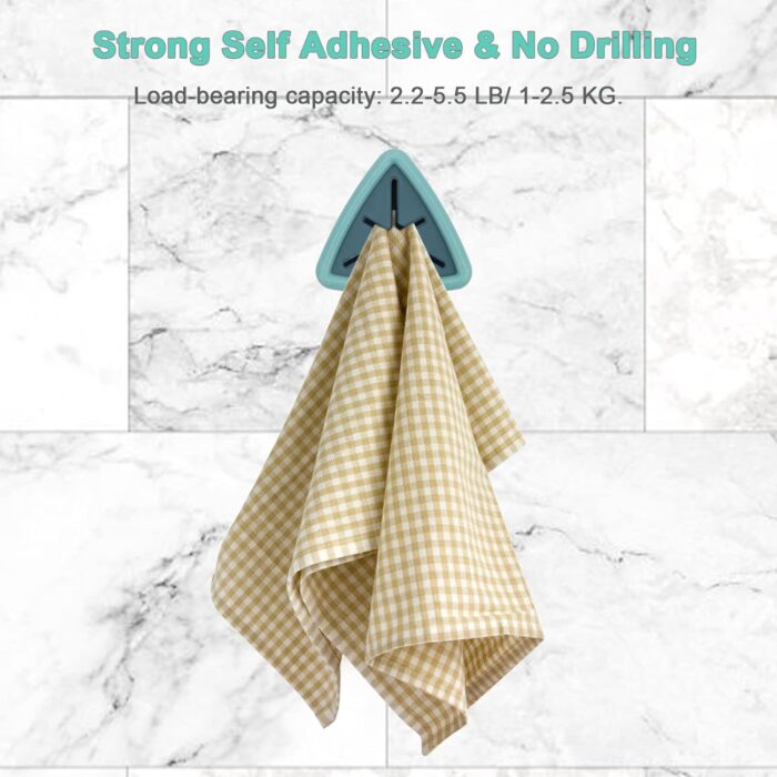 4Pcs Towel Hook Holder Grabber, Drill Free Self Adhesive Push Hooks Firmly, Colorful Dish Towel Holders for Kitchen Bathroom Organization - Image 3