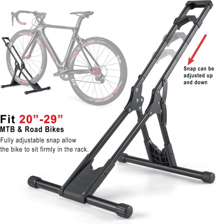 Bike Floor Stand Rack- Indoor Bike Stand for Garage/Home - Bike Storage Bicycle Parking Rack Fit 20”-29” Mountain Road Bikes (1 Bike Rack) - Image 2