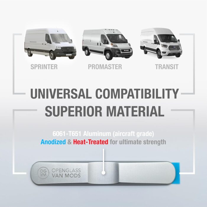 OpenGlass Van Mods Sliding Door Stopper - Universal Fit for Sprinter, Promaster, Transit & Campervans - High-Grade Aluminum Van Door Stop, Van Accessories for Privacy w/Easy DIY Install w/All Tools - Image 2