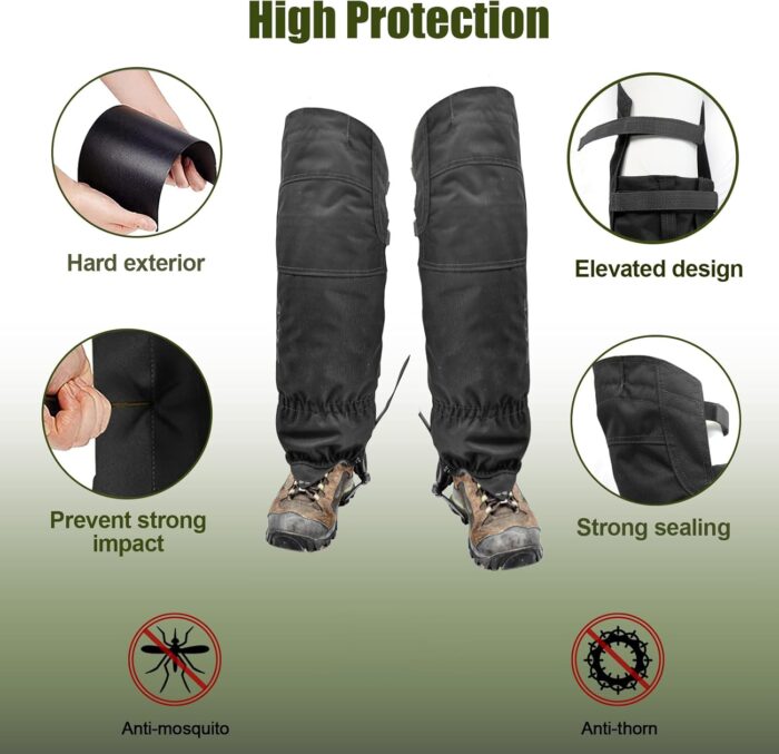 Tactical Leg Gaiters High Gaiters Hunting Gaiters Knee Protection Anti-Tear Oxford Fabric Full Length Zip Waterproof Breathable Windproof for Outdoor Hunting Hiking Walking - Image 3