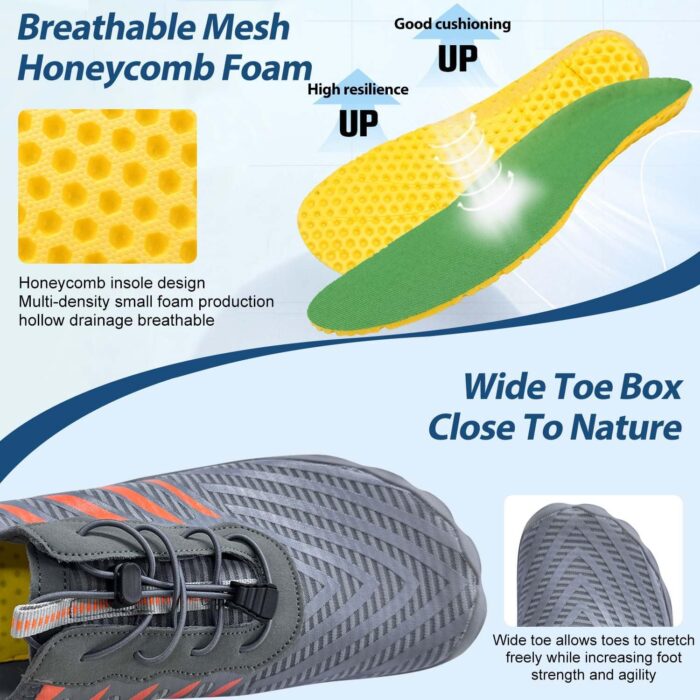 Hiking Barefoot Shoes for Women Men, Non-Slip Water Shoes Unisex, Grounded Footwear Quickdry Wide Toe Barefoot Sneakers Lightweight Breathable Running Biking Swim River - Image 4