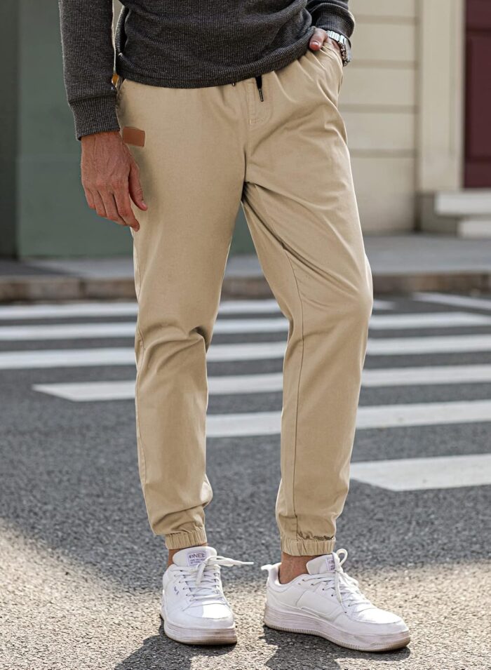 JMIERR Mens Casual Joggers Pants - Cotton Drawstring Chino Cargo Pants Hiking Outdoor Twill Track Jogging Sweatpants Pants - Image 8