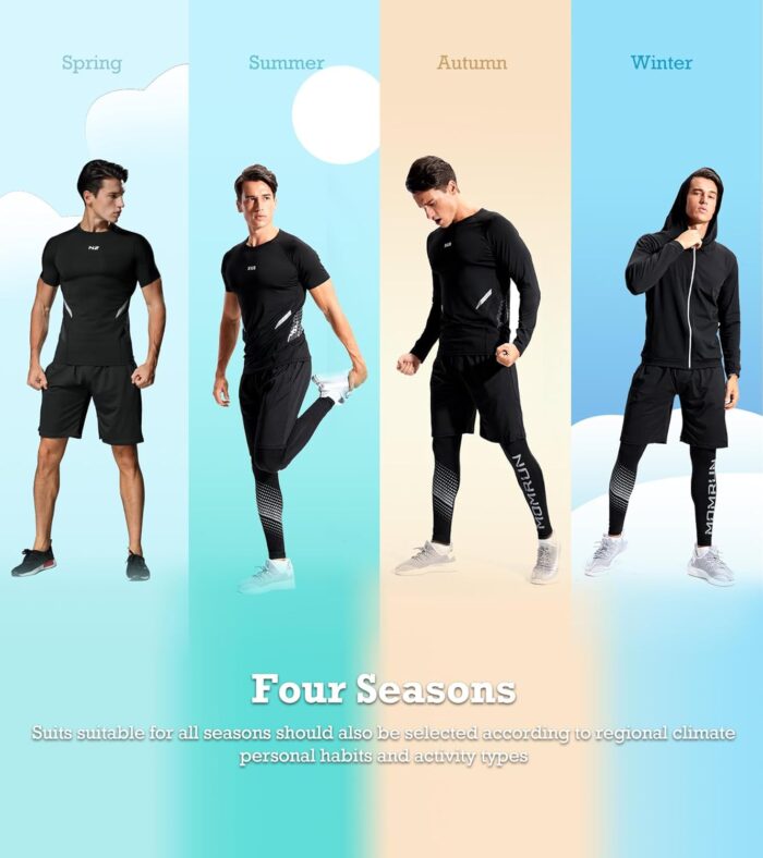 BOOMCOOL 5PCS Workout Sets incluir Compression Shirt Pants Hoodie Jacket for Men outdoor sports running indoor fitness - Image 7