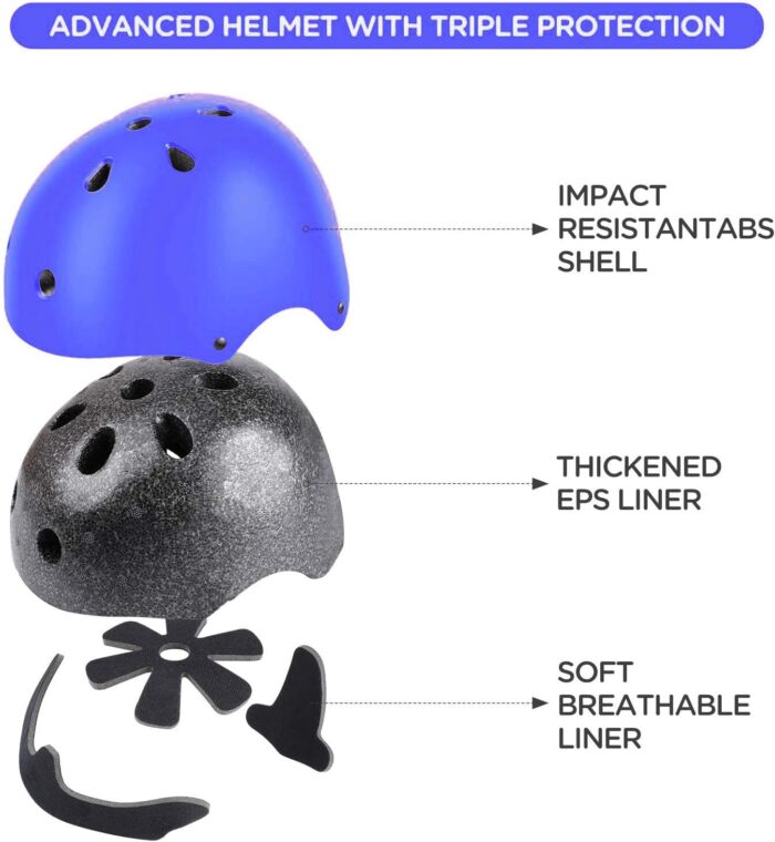 Kids Bike Helmet Set, CPSC Certified with Knee Pads Elbow Pads Wrist Guards,Adjustable Helmet for Ages 3-5-8-15 Toddler Kids&Youth,Bicycle Skateboarding… - Image 2