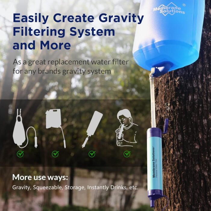Membrane Solutions Straw Water Filter S1, NSF/ANSI 42&372&401 certificated, Survival Filtration Portable Gear, Emergency Preparedness, Supply for Drinking Hiking Camping Team Family Outing - Image 4