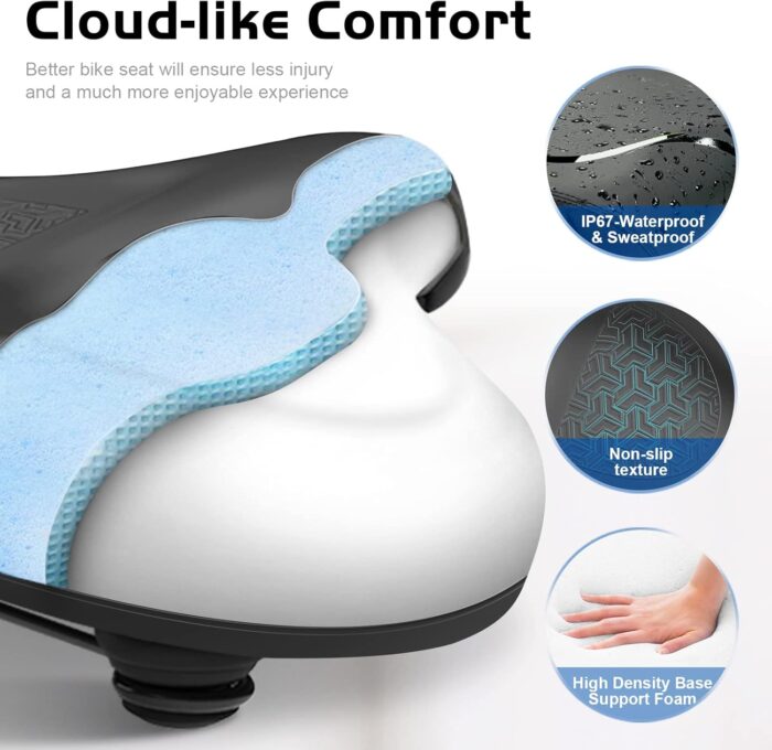 Bicycle Seat, Bike Seat for Women Men Extra Comfort Wide, Oversized Comfortable Seats Saddle for Peloton Bikes, Fit for Exercise Bikes, Electric Bikes, Mountain Bikes, Cruiser Bikes - Image 7