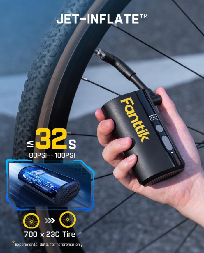 Fanttik X9 Ace Mini Bike Tire Pump, 32s Fast Inflate Bike Pump with Gauge, 150PSI Electric Air Pump with Presta and Schrader Valve, Suitable for Road Bike, Mountain Bike, E-Bike - Image 4