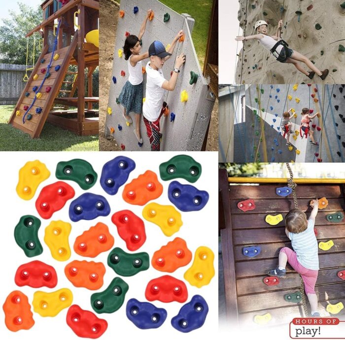 Yaegoo 25pcs Rock Climbing Holds, Rock Climbing Holds with Climbing Rope and Handles, Mounting Hardware Included - Image 4