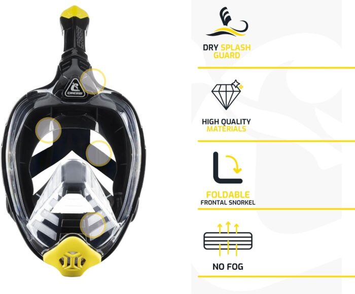 Cressi Adult Snorkeling Full Face Mask - Wide Clear View, Anti-Fog System - Easy Breathing: Safety First - Bali: Designed in Italy - Image 2